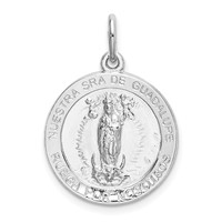 Sterling Silver Rhodium-plated Spanish Lady of Guadalupe Medal Pendant view 1
