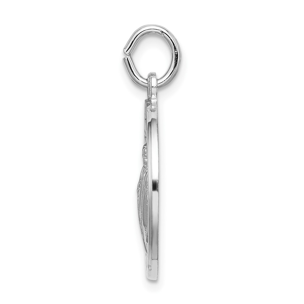 Sterling Silver Rhodium-plated Spanish St. Jude Thaddeus Medal Pendant (QC9126)