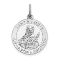 Sterling Silver Rhodium-plated Spanish St. Lucy Medal Pendant view 1