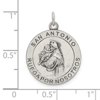 Sterling Silver Satin Antiqued Spanish St. Anthony Medal Pendant view 4