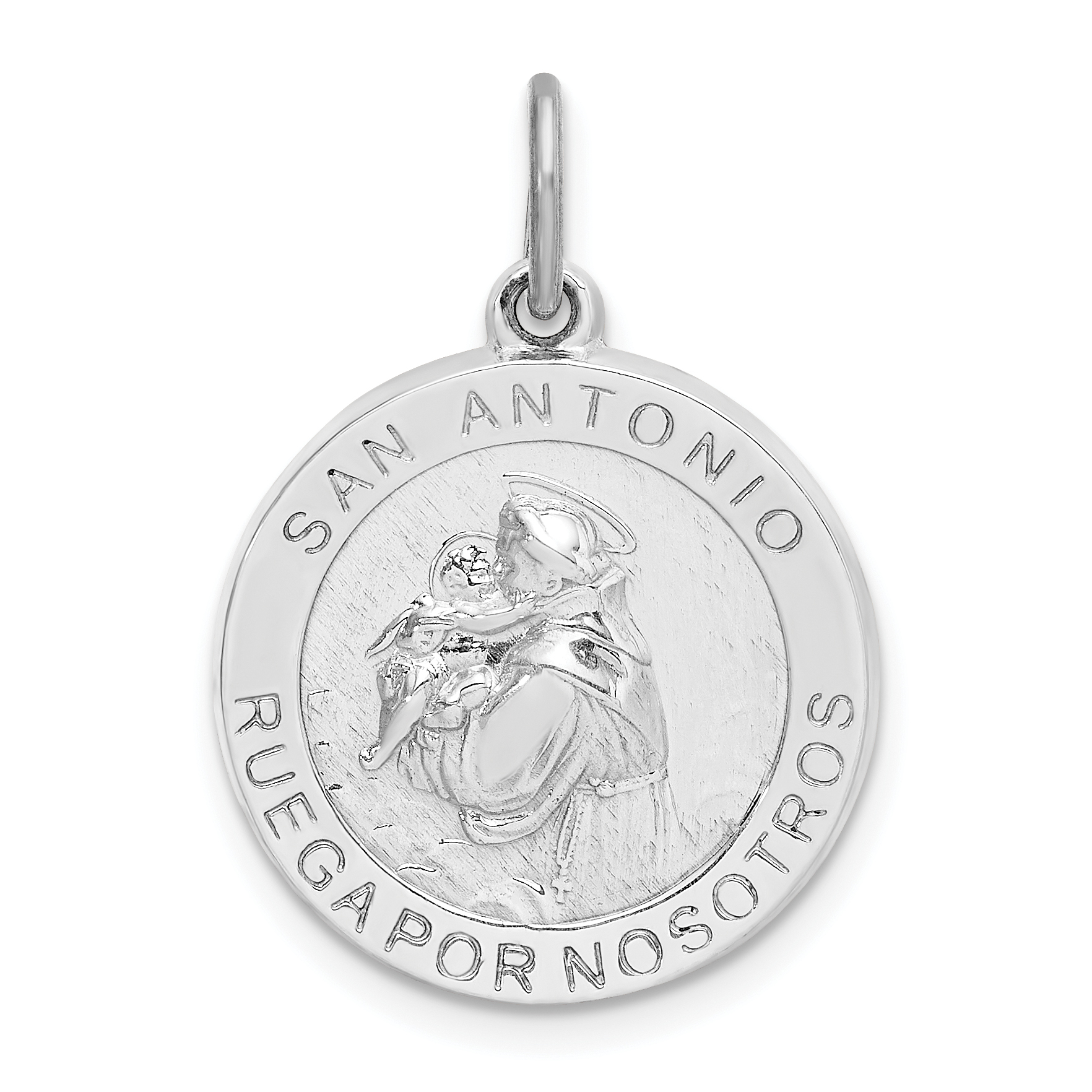 Sterling Silver Rhodium-plated Spanish St. Anthony Medal Pendant (QC9130)