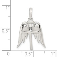 Sterling Silver Polished Wings and Cross Pendant view 4