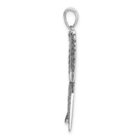 Sterling Silver Rhodium-plated Antiqued Angel Wing Pendant view 2