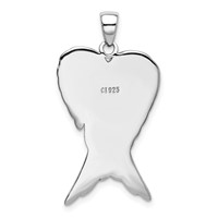 Sterling Silver Rhodium-plated Antiqued Angel Wing Pendant view 3