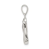 Sterling Silver Angel Pendant with Purple CZ Heart view 2