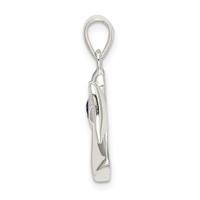 Sterling Silver Angel Pendant with Dark Blue CZ Heart view 2