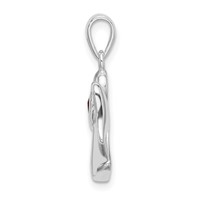 Sterling Silver Angel Pendant with Red CZ Heart view 2