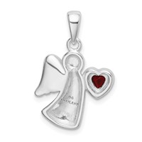 Sterling Silver Angel Pendant with Red CZ Heart view 3