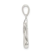 Sterling Silver Angel Pendant with Dark Red CZ Heart view 2