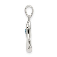 Sterling Silver Angel Pendant with Blue CZ Heart view 2