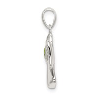 Sterling Silver Angel Pendant with Light Green CZ Heart view 2