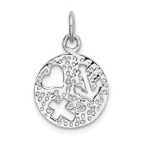 Sterling Silver Rhodium-plated Cut-out Heart, Cross, Anchor Charm view 3