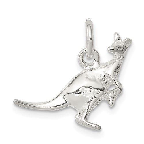 Sterling Silver Polished 3-D Kangaroo Charm
