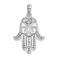 Sterling Silver Rhodium-plated CZ Chamseh Pendant view 3
