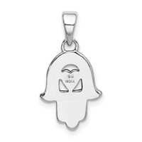 Sterling Silver Rhodium Enamel Glitter Fabric Glass Stone Hamseh Pendant view 3