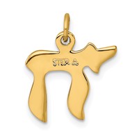 Sterling Silver Gold-plated Polished Small Chai Pendant view 3