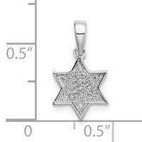 Sterling Silver Rhodium-plated CZ Star of David Pendant view 3