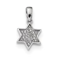 Sterling Silver Rhodium-plated CZ Star of David Pendant view 1