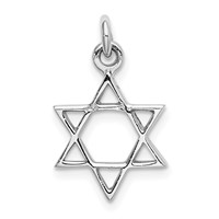 Sterling Silver Rhodium-plated Polished Star of David Pendant view 3