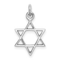 Sterling Silver Rhodium-plated Polished Star of David Pendant view 1
