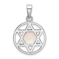 Sterling Silver Rhodium-plated Mop Star of David Pendant view 3