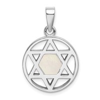 Sterling Silver Rhodium-plated Mop Star of David Pendant view 1