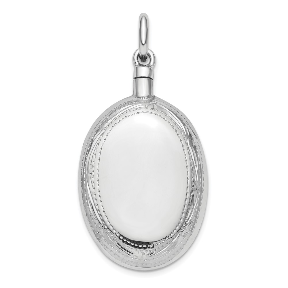 Sterling Silver Rhodium-Plated Oval Ash Holder Pendant