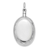 Sterling Silver Rhodium-Plated Oval Screw Top Ash Holder Pendant view 1