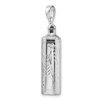 Sterling Silver Rhodium-plated Textured Cylinder Screw Top Ash Holder Pendant view 3