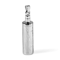Sterling Silver Rhodium-plated Textured Cylinder Screw Top Ash Holder Pendant view 4