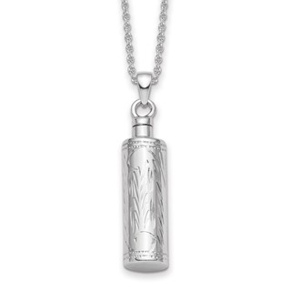 Sterling Silver Rhodium-plated Cylinder Ash Holder Necklace