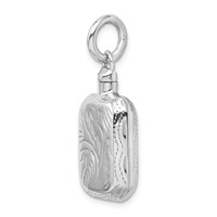 Sterling Silver Rhodium-plated Textured Rectangular Screw Top Ash Holder Pendant view 3
