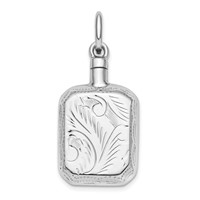 Sterling Silver Rhodium-plated Textured Rectangular Screw Top Ash Holder Pendant view 1