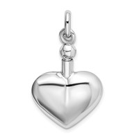 Sterling Silver Rhodium-plated Polished Heart Screw Top Ash Holder Pendant view 4