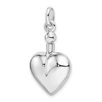 Sterling Silver Rhodium-plated Polished Heart Screw Top Ash Holder Pendant view 5