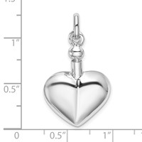 Sterling Silver Rhodium-plated Polished Heart Screw Top Ash Holder Pendant view 3