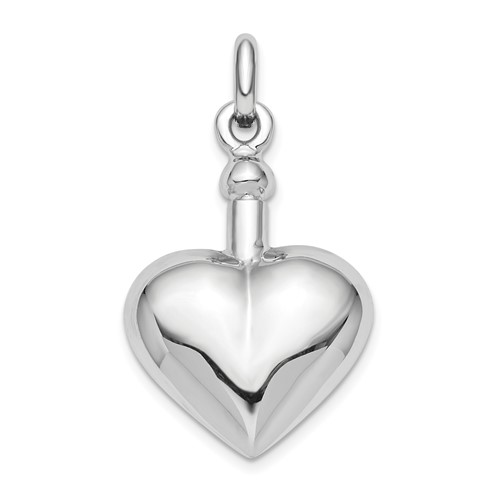 Sterling Silver Rhodium-plated Polished Heart Screw Top Ash Holder Pendant