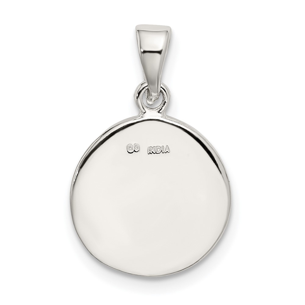 Sterling Silver Glitter Enamel Letter A Initial Circle Pendant (QC9180A)