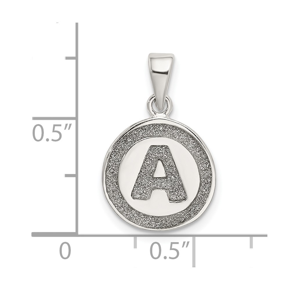 Sterling Silver Glitter Enamel Letter A Initial Circle Pendant (QC9180A)