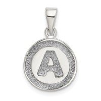 Sterling Silver Glitter Enamel Letter a Initial Circle Pendant view 1