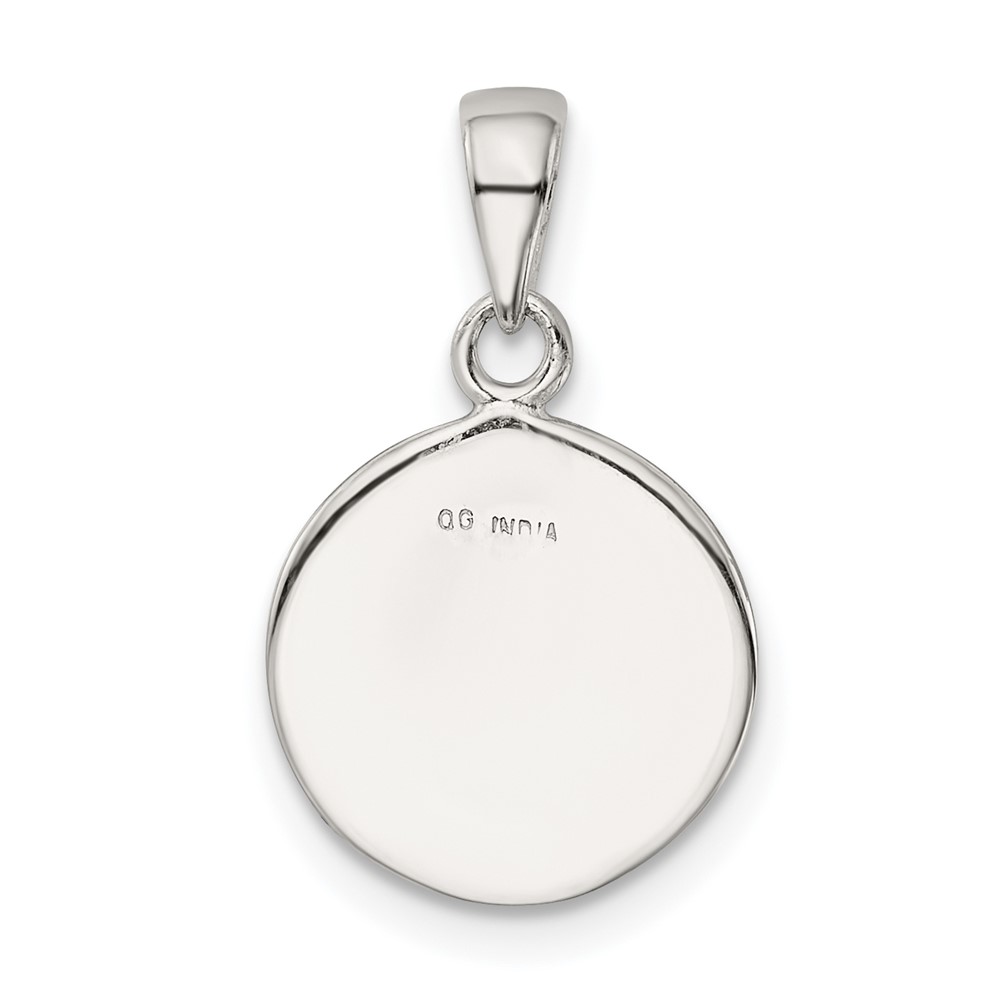 Sterling Silver Glitter Enamel Letter B Initial Circle Pendant (QC9180B)