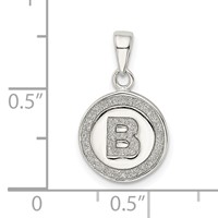 Sterling Silver Glitter Enamel Letter B Initial Circle Pendant view 4