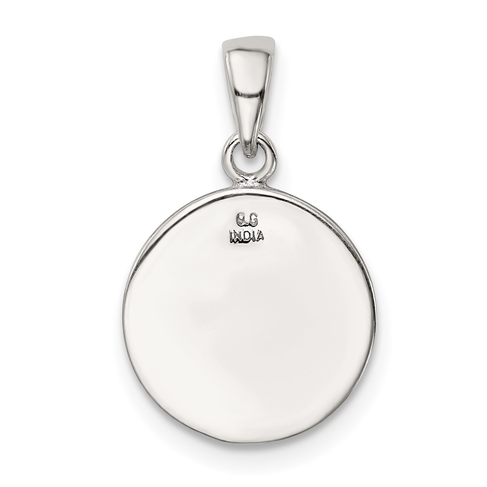 Sterling Silver Glitter Enamel Letter C Initial Circle Pendant (QC9180C)
