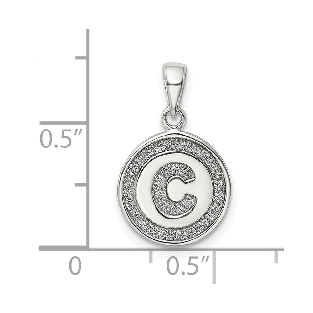 Sterling Silver Glitter Enamel Letter C Initial Circle Pendant (QC9180C)
