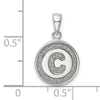 Sterling Silver Glitter Enamel Letter C Initial Circle Pendant view 4