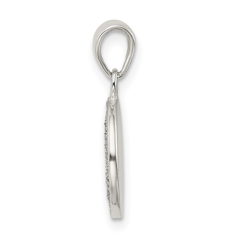 Sterling Silver Glitter Enamel Letter D Initial Circle Pendant (QC9180D)