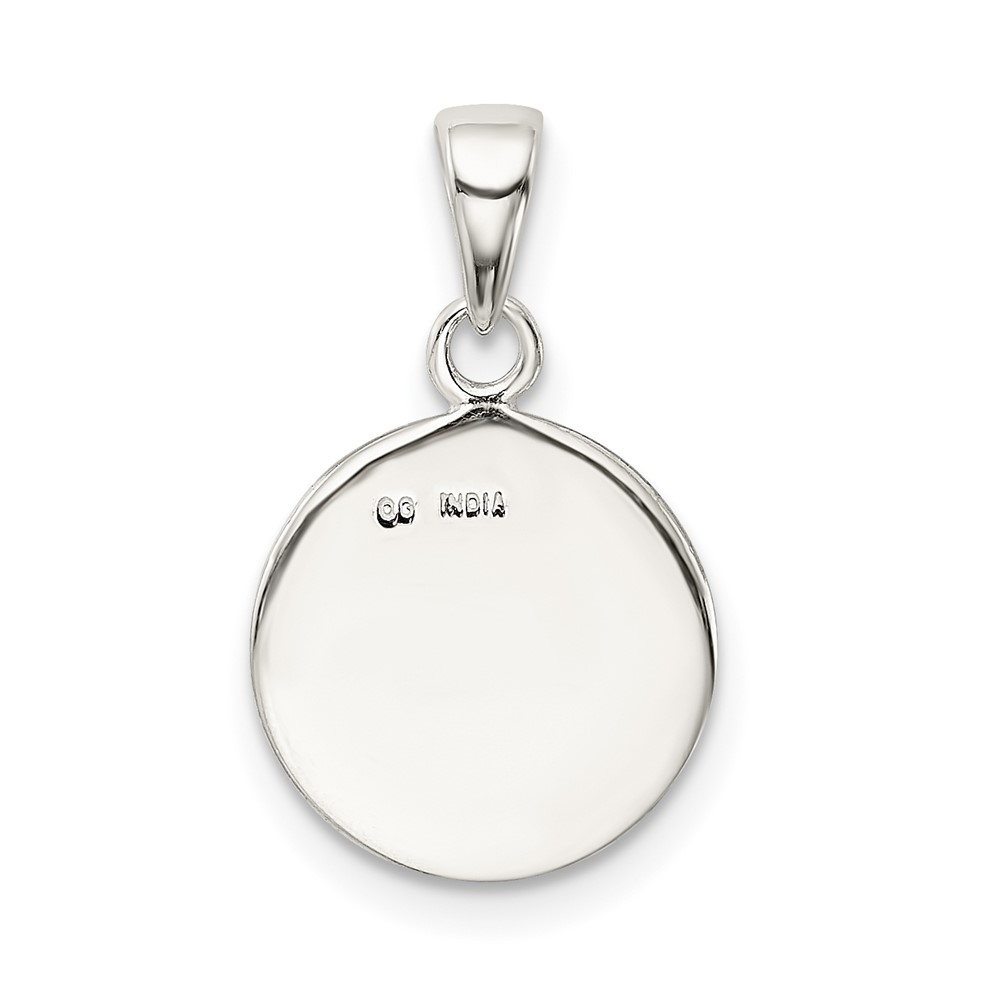 Sterling Silver Glitter Enamel Letter D Initial Circle Pendant (QC9180D)