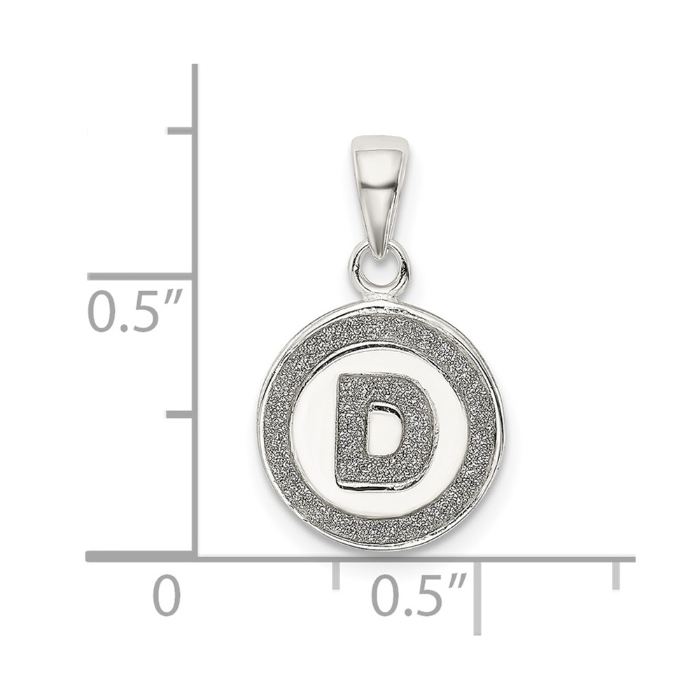 Sterling Silver Glitter Enamel Letter D Initial Circle Pendant (QC9180D)
