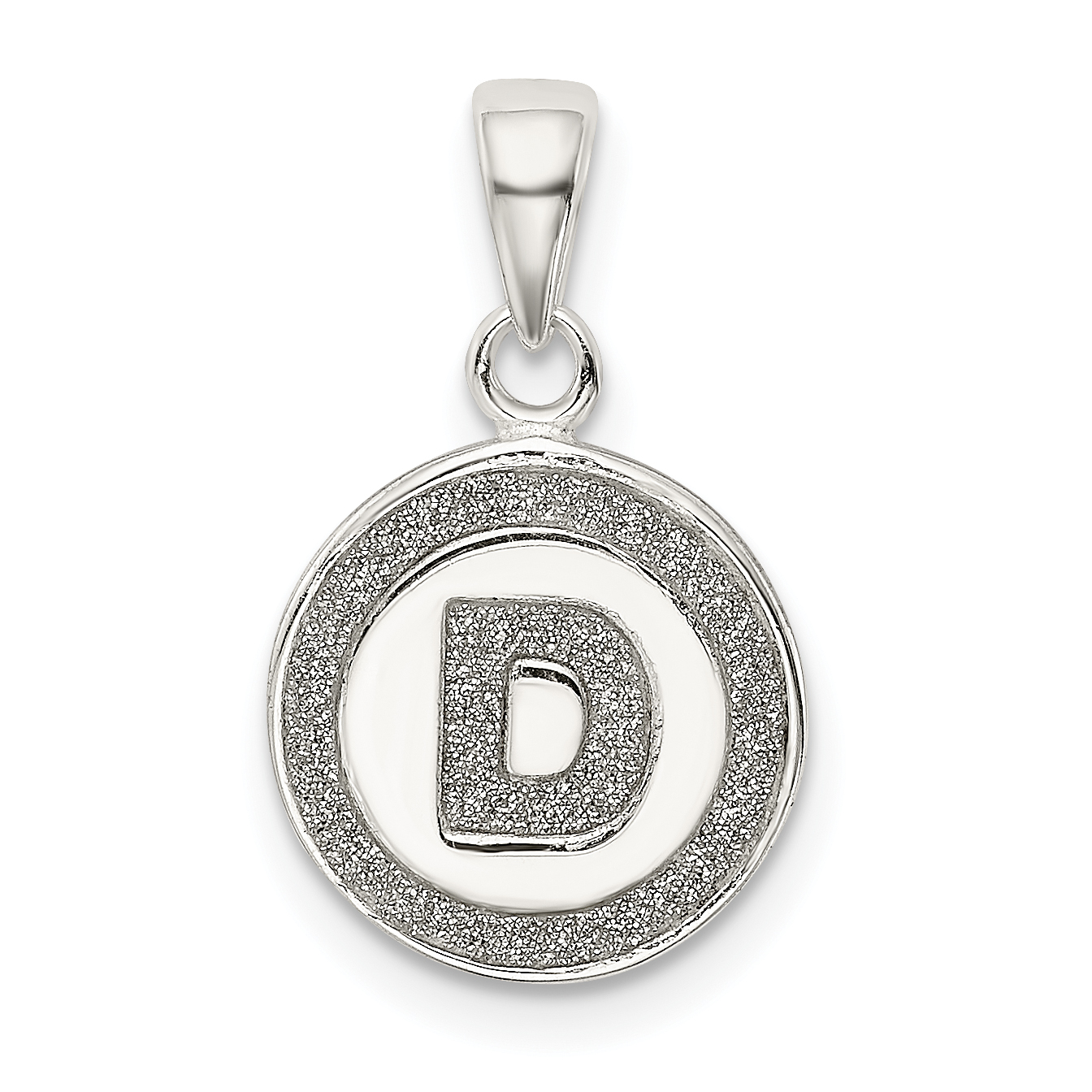 Sterling Silver Glitter Enamel Letter D Initial Circle Pendant (QC9180D)