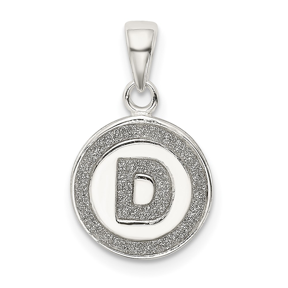 Sterling Silver Glitter Enamel Letter D Initial Circle Pendant (QC9180D)